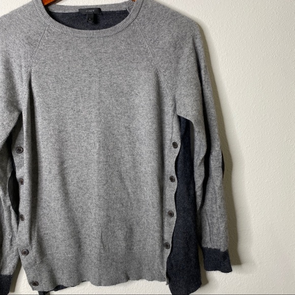 J Crew Wool Blend Side Button Color Block Sweater Large - Picture 3 of 9